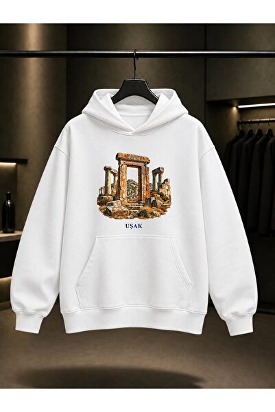 fame-stoned Uşak Blaundos Printed Unisex 100% Cotton Hooded Sweatshirt