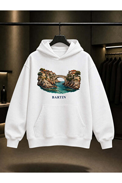 fame-stoned Bartin Amasra Kemere Printed Unisex 100% Cotton Hooded Sweatshirt