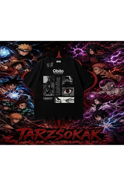 Tarzsokak تي شيرت أوبيتو أوتشيها ناروتو أنمي كاركتر أوفر سايز للجنسين باللون ...