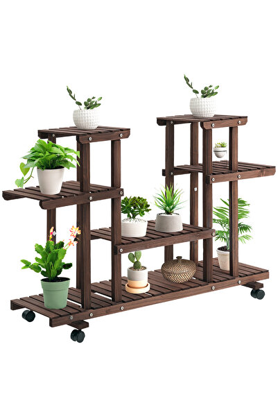 Generic Brand Etajeră pentru plante, cu 6 niveluri, 4 roți, 123,5 x 33 x 80 c...