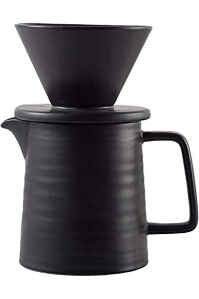 Mondays طقم صنع القهوة بالتقطير، أداة تقطير V60 وقارورة من السيراميك الأسود ا...