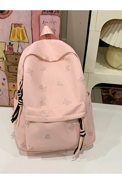 Take Two By Styli Pink Butterfly Charm Backpack