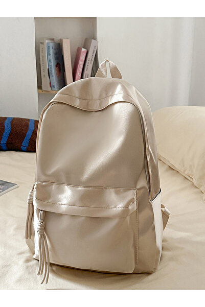 Take Two By Styli Khaki Plain Backpack