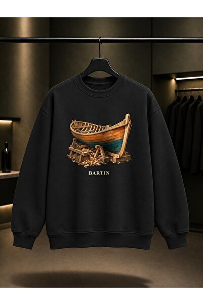 fame-stoned Bartin Kurucasile Boat Printed Unisex 100% Cotton Sweatshirt