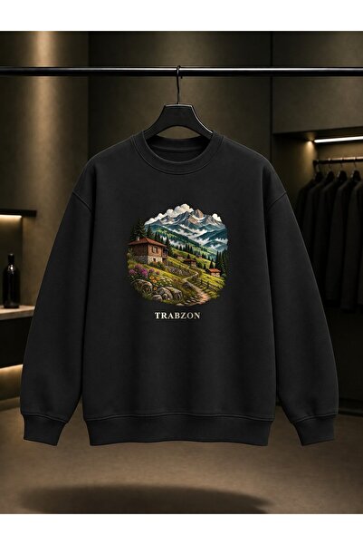 fame-stoned Trabzon Yayla Printed Unisex 100% Cotton Sweatshirt