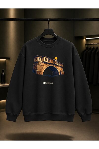 fame-stoned Bursa Irgandi Bridge Printed Unisex 100% Cotton Sweatshirt