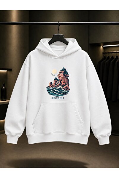fame-stoned Kocaeli Kerpe Pink Rocks Printed Unisex 100% Cotton Hooded Sweats...
