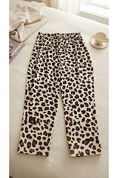 Süet Leopar Pijama Tensel Kumaş