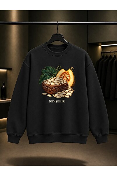 fame-stoned Nevşehir Pumpkin Seed Printed Unisex 100% Cotton Sweatshirt