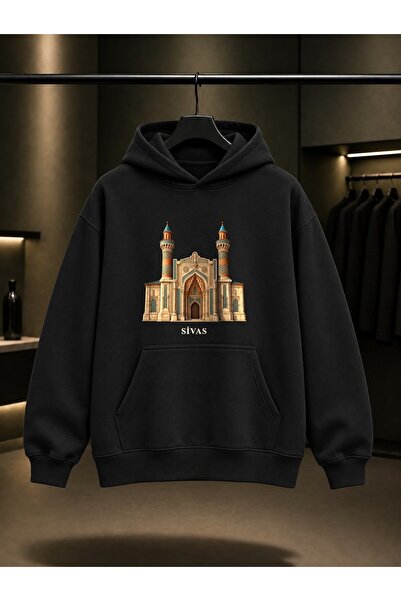 fame-stoned Hanorac cu glugă unisex, 100% bumbac, imprimat Sivas Gök Medrese