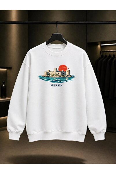 fame-stoned Mersin Kızkalesi Printed Unisex 100% Cotton Sweatshirt