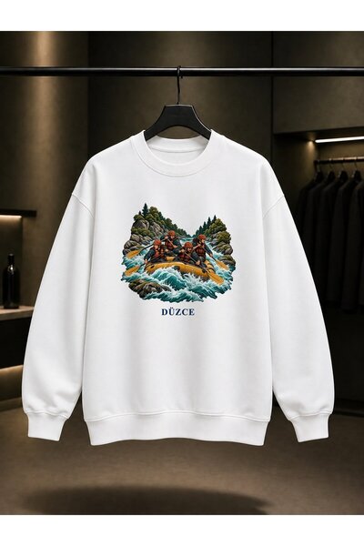 fame-stoned Düzce Melen Rafting Printed Unisex 100% Cotton Sweatshirt