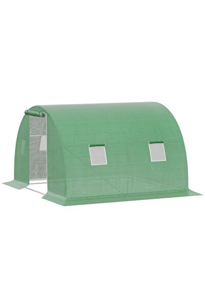 Generic Brand Seră tip tunel, 3 x 3 m, cu 4 ferestre și protecție împotriva î...