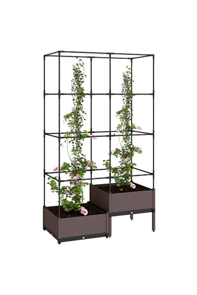 Generic Brand Jardinieră înălțată cu spalier și orificii de drenaj, din plast...