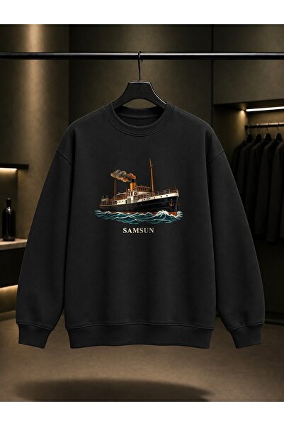 fame-stoned Samsun Bandırma Steamer Printed Unisex 100% Cotton Sweatshirt