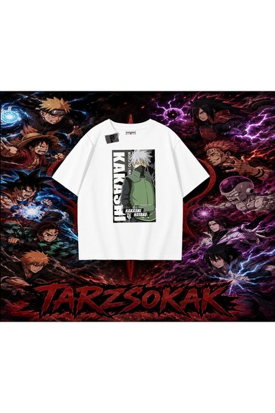 Tarzsokak تي شيرت كاكاشي هاتاكي ناروتو أنمي كبير الحجم للجنسين باللون الأبيض
