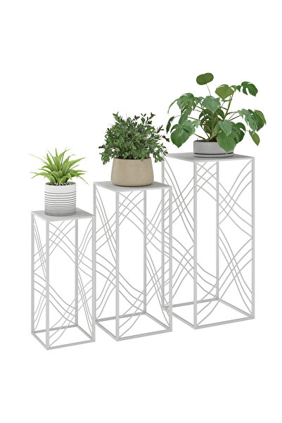 Generic Brand Set de 3 suporturi pentru plante (înălțime 50/60/70 cm), raftur...