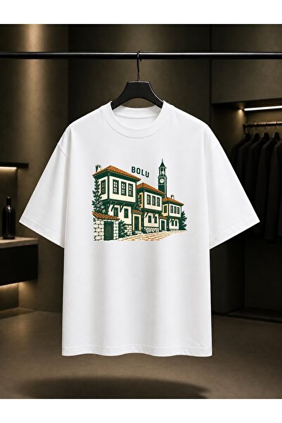 fame-stoned Bolu Mudurnu Historical Houses Printed Unisex 100% Cotton T-Shirt