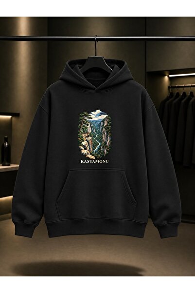 fame-stoned Kastamonu Valla Canyon Printed Unisex 100% Cotton Hooded Sweatshirt