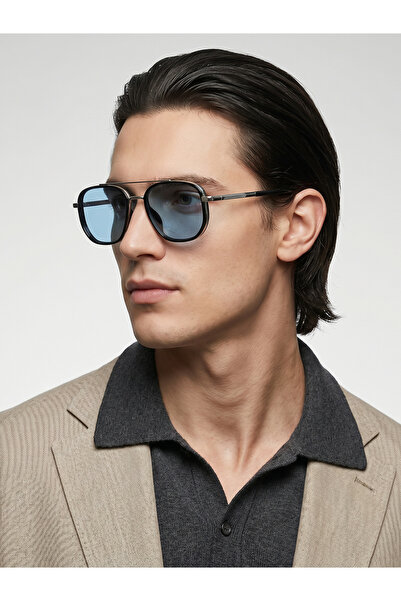 Take Two By Styli Silver Double Bridge Aviator Sunglasses