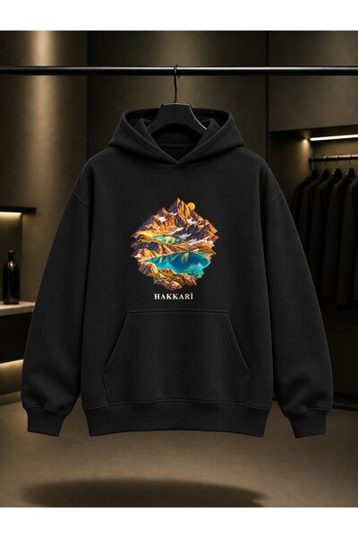 fame-stoned Hakkari Sat Glacier Lakes Printed Unisex 100% Cotton Hooded Sweat...