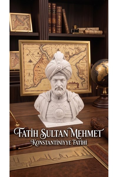 uAmor Fatih Sultan Mehmet Büstü 25 cm Masaüstü Ofis Dekoru Hediyelik Heykel 5...