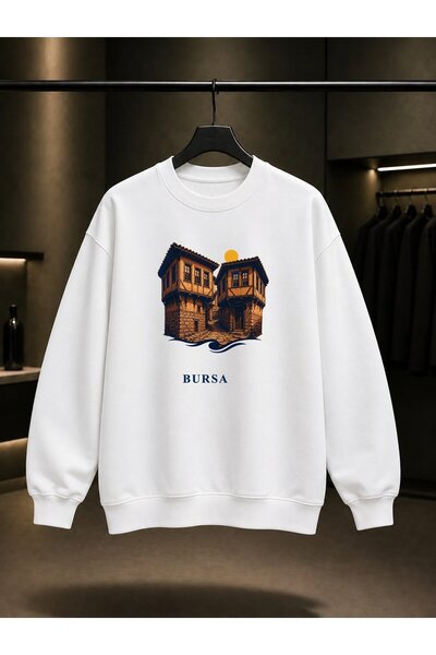 fame-stoned Bursa Cumalıkızık Printed Unisex 100% Cotton Sweatshirt