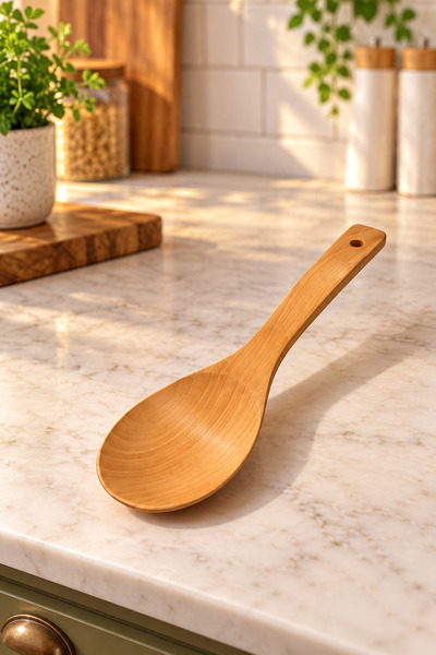 Bambu Pilav Kaşığı 26 cm – Ahşap Servis Kaşığı, Yemek Karıştırma ve Sunum Kaşığı