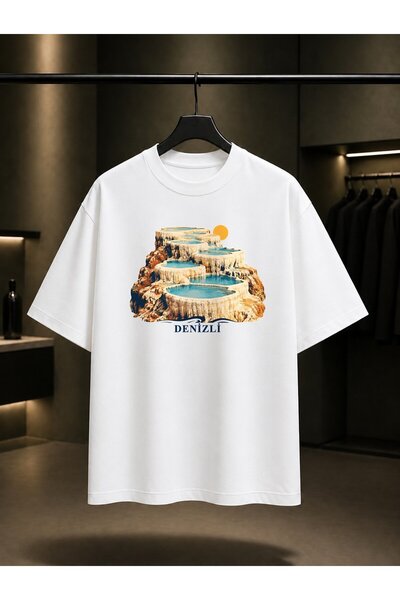 fame-stoned Denizli Pamukkale Travertines Printed Unisex 100% Cotton T-Shirt