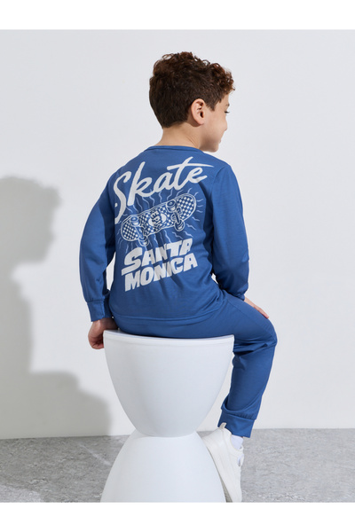 Styli Boys Blue Graphic Print Regular Fit T-Shirt and Pants Pyjama Set