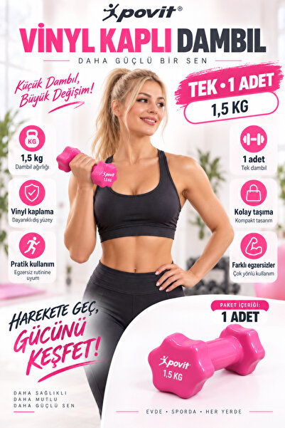 AVESSA 1,5 Kg Vinyl Kaplı Dambıl - Tek Adet - Pratik Kullanım - Vinyl Kaplı D...