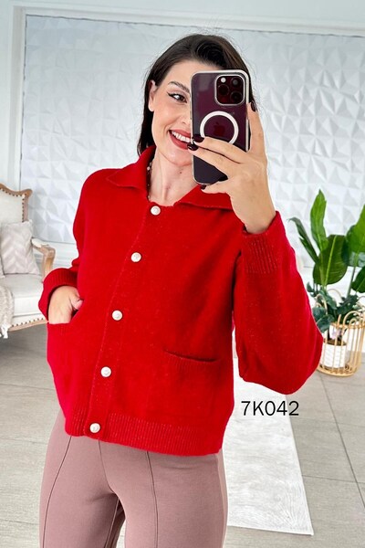 İnce Topuk Knitwear Cardigan with Front Pockets 7K042