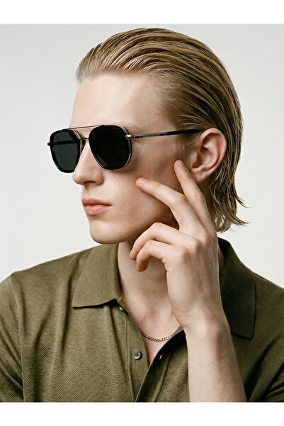 Take Two By Styli Silver Double Bridge Aviator Sunglasses