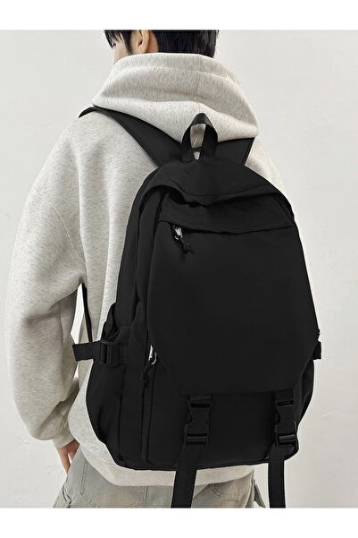 Take Two By Styli Black Plain Backpack