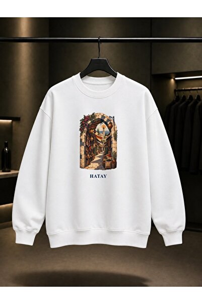 fame-stoned Hatay Uzun Çarşı Printed Unisex 100% Cotton Sweatshirt