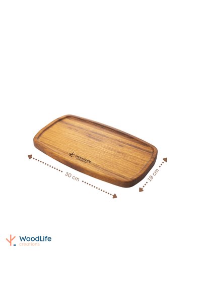 WOODLIFE صينية خشبية شبه بيضاوية 30×19 سم