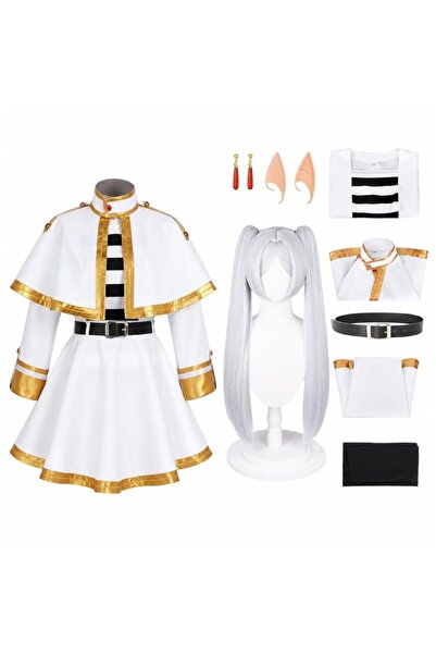 Funny Party Team Στολή Cosplay της Φρίρεν – Λευκό Φόρεμα με Κάπα, Περούκα και...
