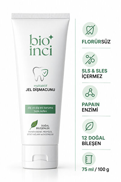 bioinci Florürsüz SLS SLES İçermeyen Papain Enzimi Jel Diş Macunu 75 ml Mür R...