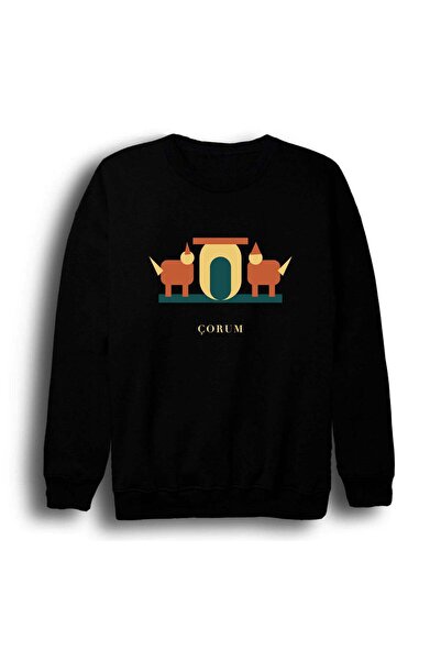 fame-stoned Çorum Alacahöyük Sphinx Door Printed Unisex 100% Cotton Sweatshirt