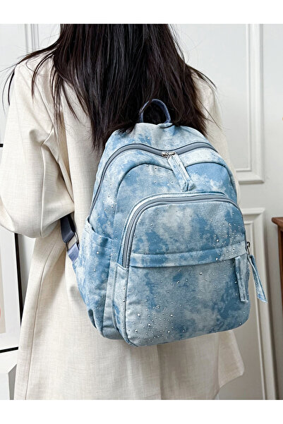 Take Two By Styli Blue Tie-Dye Sparkle Backpack
