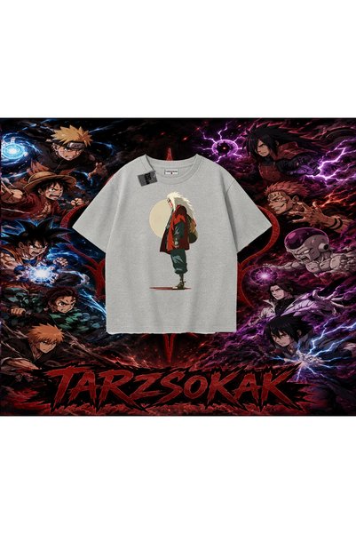 Tarzsokak تي شيرت Jiraiya Naruto Anime Character كبير الحجم للجنسين باللون ال...