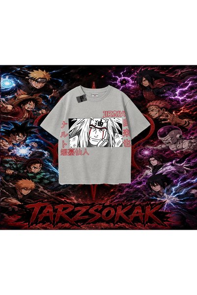 Tarzsokak تي شيرت Jiraiya Naruto Anime Character كبير الحجم للجنسين باللون ال...
