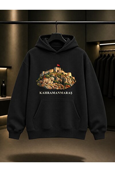 fame-stoned Kahramanmaraş Maraş Castle Printed Unisex 100% Cotton Hooded Swea...