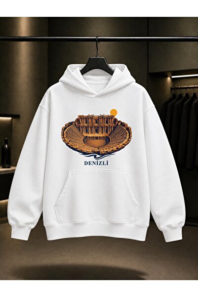 fame-stoned Denizli Hierapolis Ancient Theater Printed Unisex 100% Cotton Hoo...
