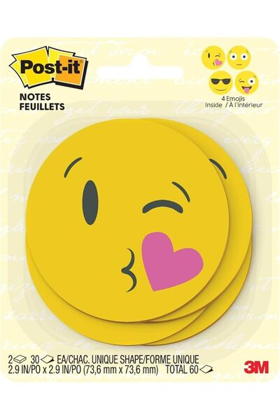 Post it Gift ملاحظات لاصقة بتصميم إيموجي مقاس 3 × 3 بوصة (76 × 76 ملم) |   ال...