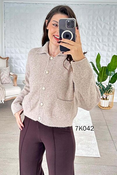 İnce Topuk Knitwear Cardigan with Front Pockets 7K042