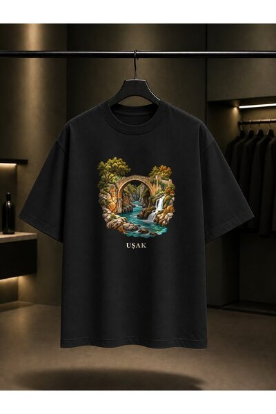 fame-stoned Uşak Clandiras Bridge Printed Unisex 100% Cotton T-Shirt