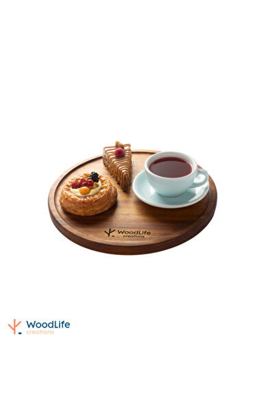 WOODLIFE صينية تقديم خشبية مستديرة 33 سم