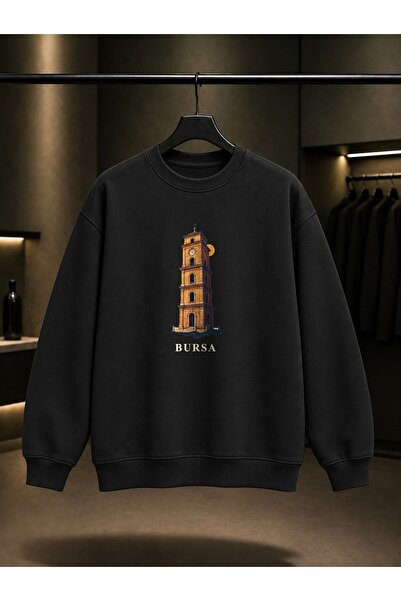 fame-stoned Bursa Tophane Clock Tower Printed Unisex 100% Cotton Sweatshirt