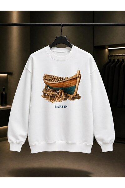 fame-stoned Bartin Kurucasile Boat Printed Unisex 100% Cotton Sweatshirt